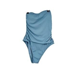 Shade & Shore Blue Strapless One Piece Swimsuit Size M NEW